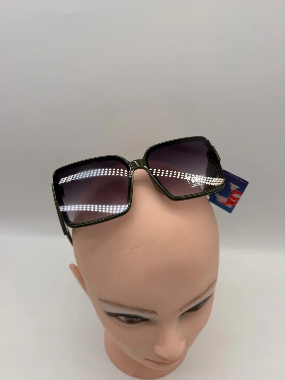 Bob‎ Mackie Oversized Square Sunglasses - Black Frame, Purple Gradient Lenses